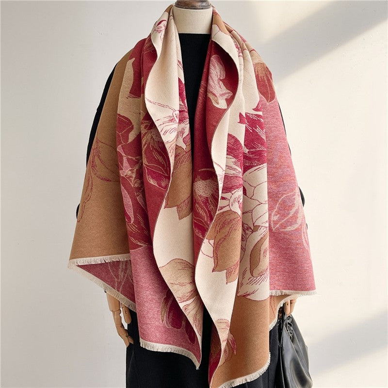 Jacquard Fringed Cashmere-Like Scarf