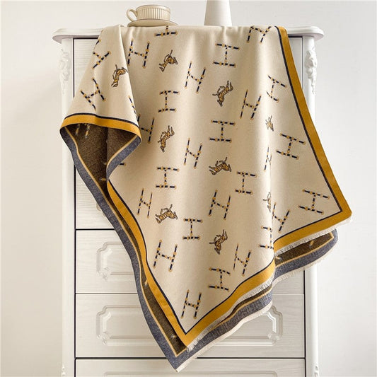 Jacquard Fringed Cashmere-Like Scarf