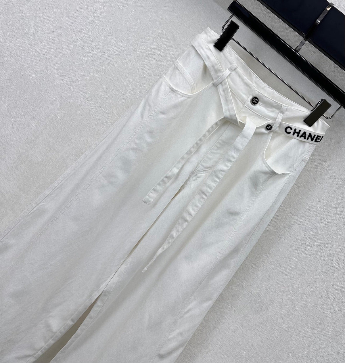 CC Wide-Leg Trousers White Cotton Lyocell 350198