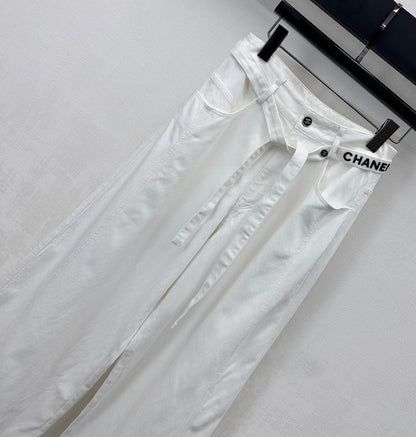 CC Wide-Leg Trousers White Cotton Lyocell 350198