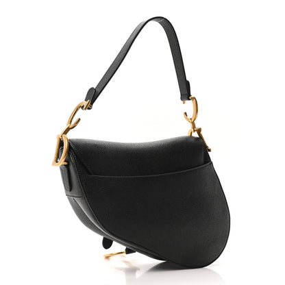 Grained Calfskin Saddle Bag Black
