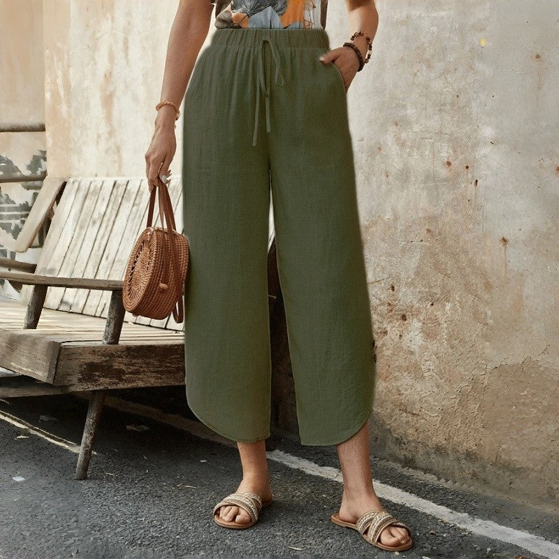 Cropped Cargo Pants With Drawstring