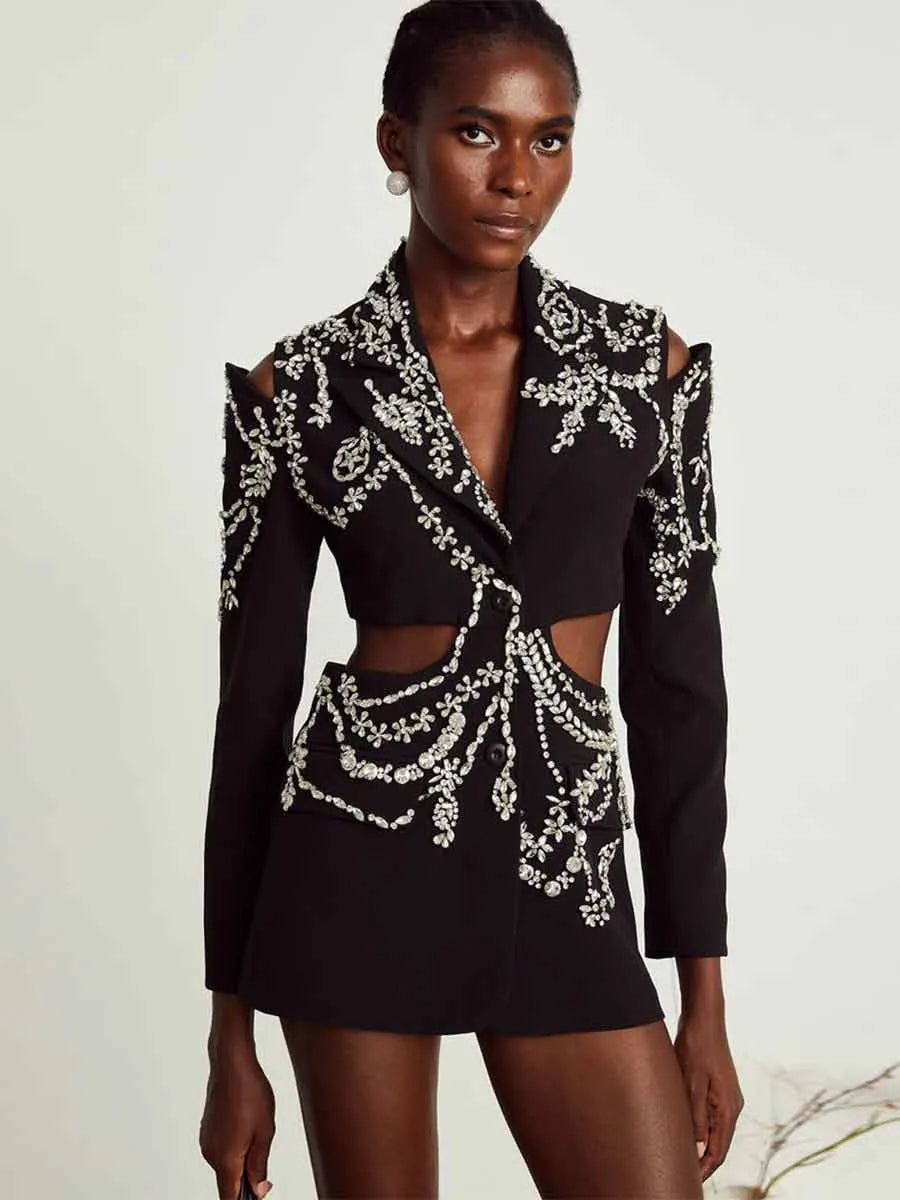 Cassandra Crystal-embellished Cut-out Blazer