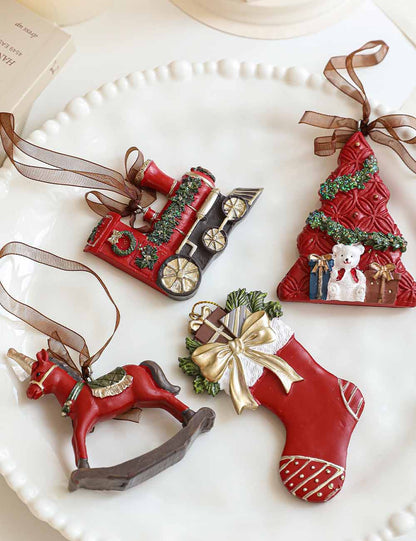 Colorful Resin Christmas Cartoon Hanging Ornament
