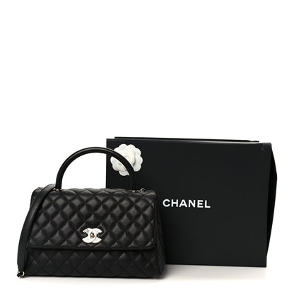 Caviar Quilted Small Coco Handle Flap Black