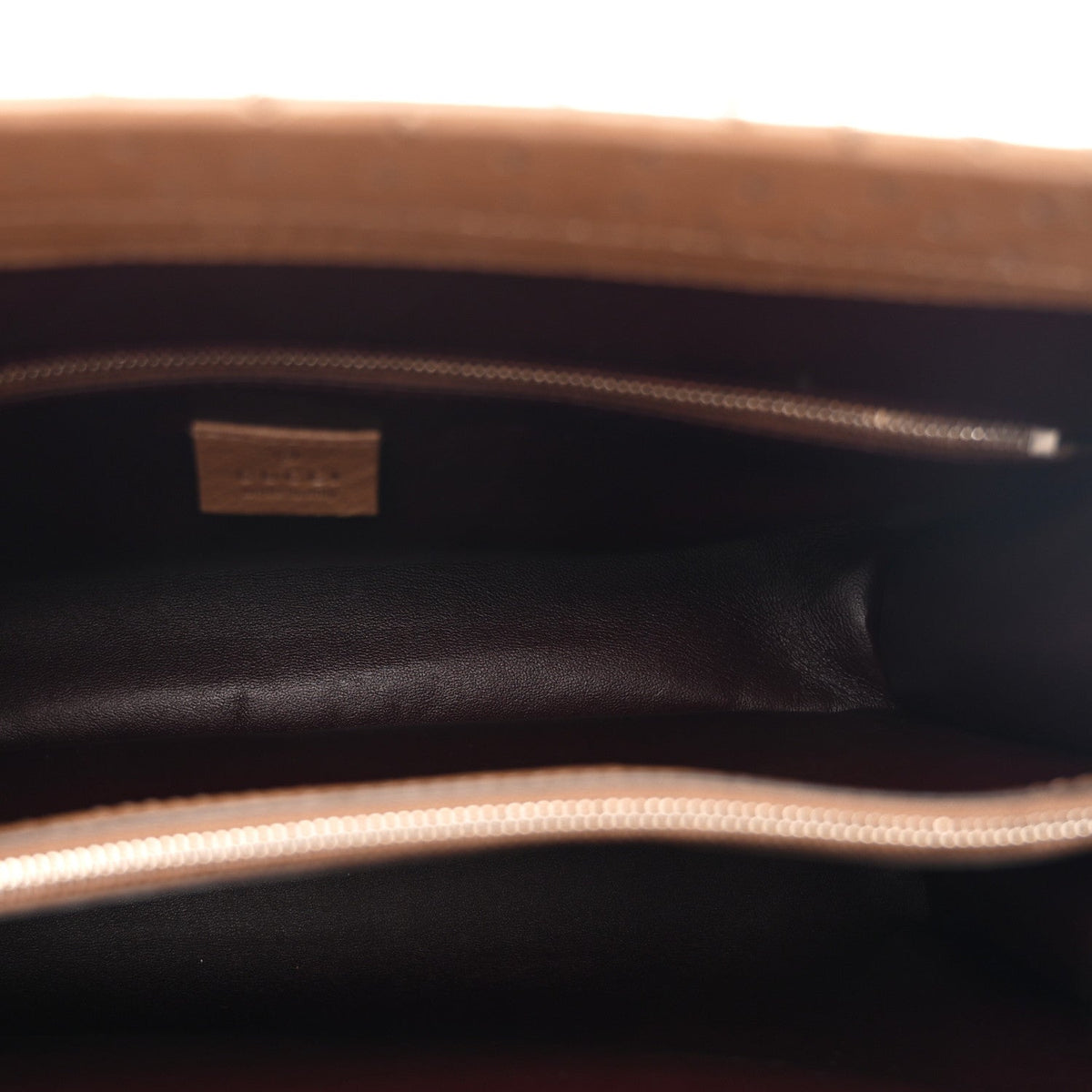 Ostrich Medium Zumi Top Handle Bag Brown