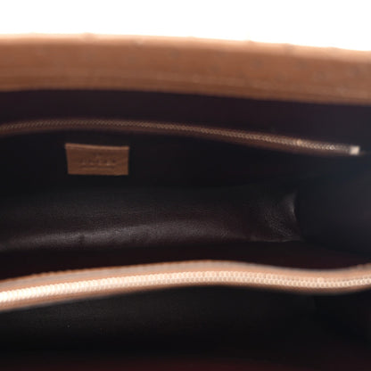 Ostrich Medium Zumi Top Handle Bag Brown