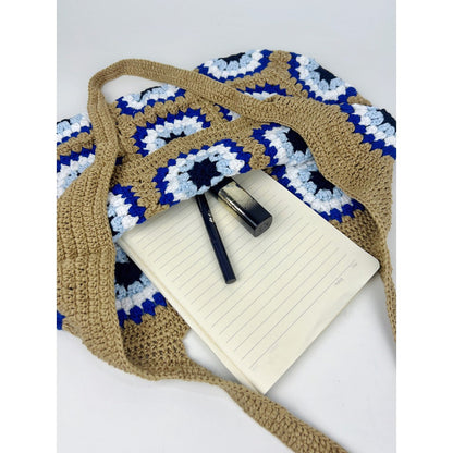 Cosbai - Handwoven Shoulder Bag – Coffee &amp; Blue