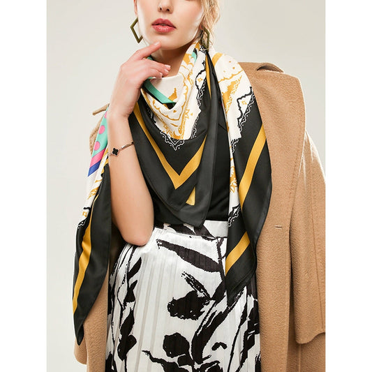 Color-Block Contrast Color Polka-Dot Printed Shawl&Scarf