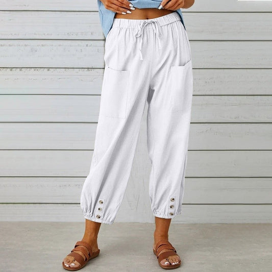 Solid Color High Waist Wide Leg Pants