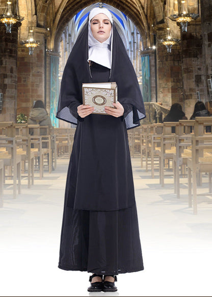 Classic Nun Costume Lightweight Polyester Religious Outfit