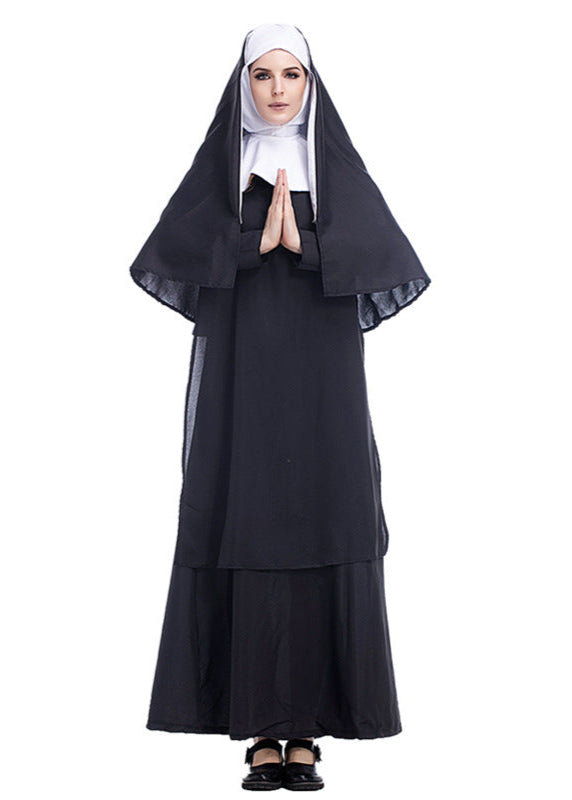 Classic Nun Costume Lightweight Polyester Religious Outfit