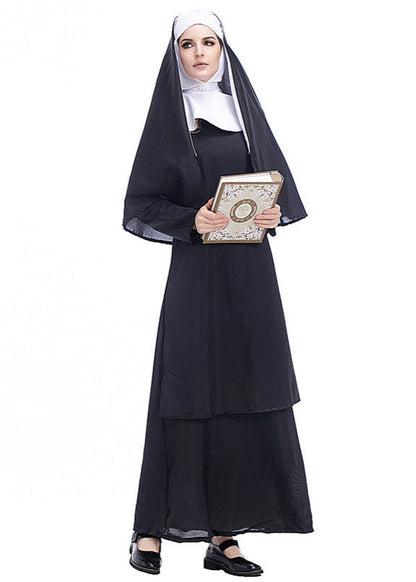 Classic Nun Costume Lightweight Polyester Religious Outfit