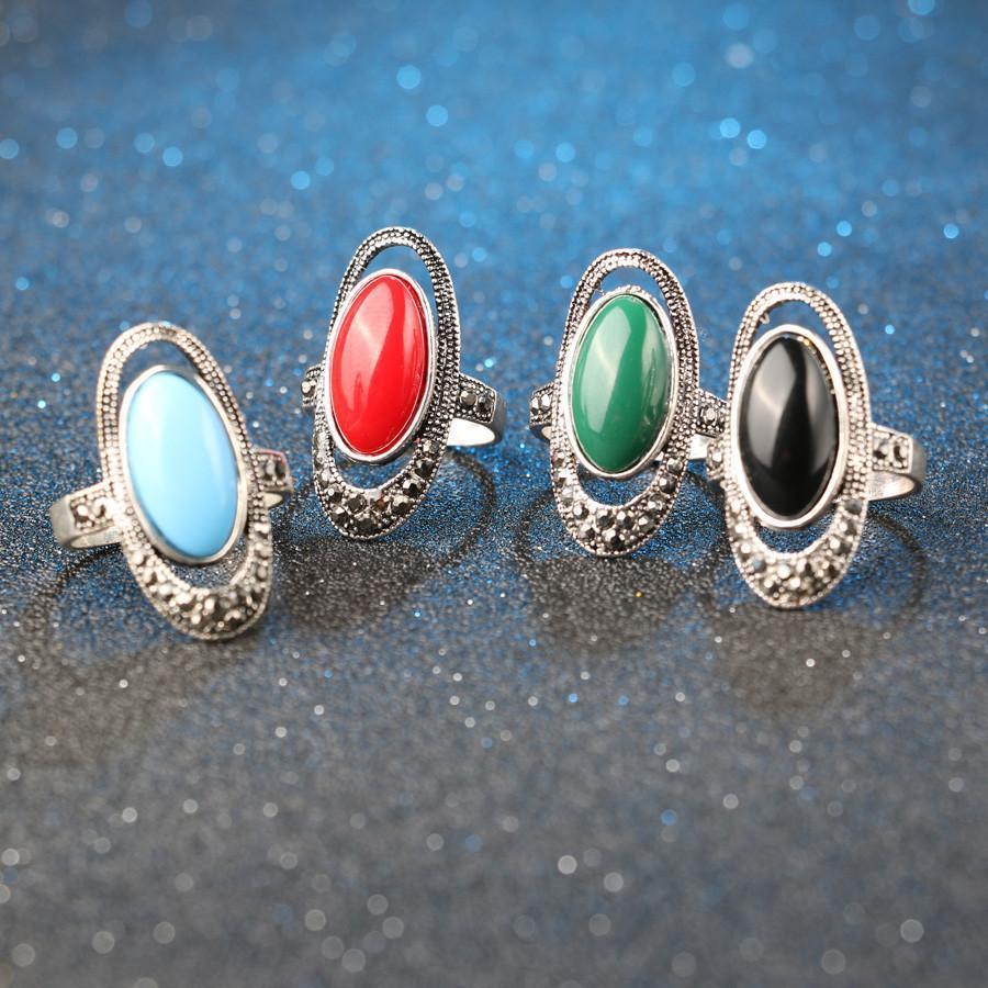 Bohemian Alloy Inlaid Stone Vintage Ring