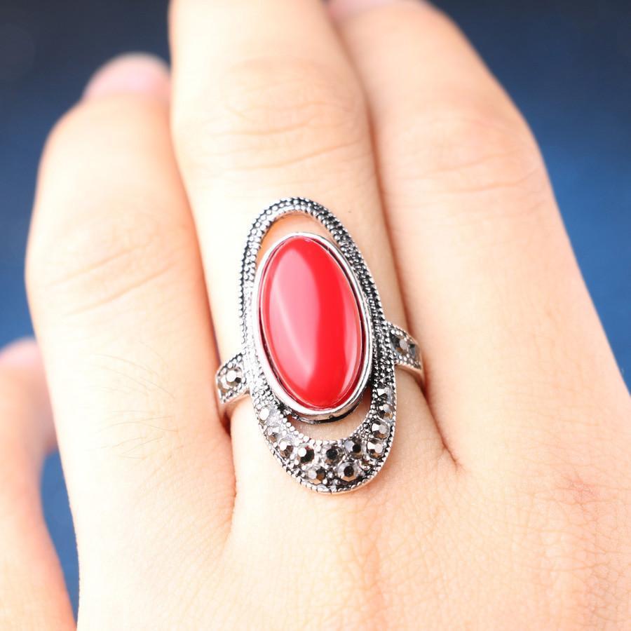 Bohemian Alloy Inlaid Stone Vintage Ring