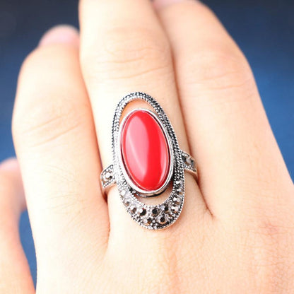 Bohemian Alloy Inlaid Stone Vintage Ring