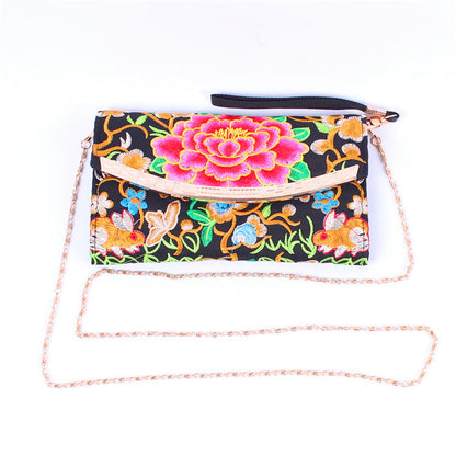 Ethnic Embroidery Bag Ladies Embroidery Coin Purse Hand Shoulder Dual-Purpose Leisure Bag