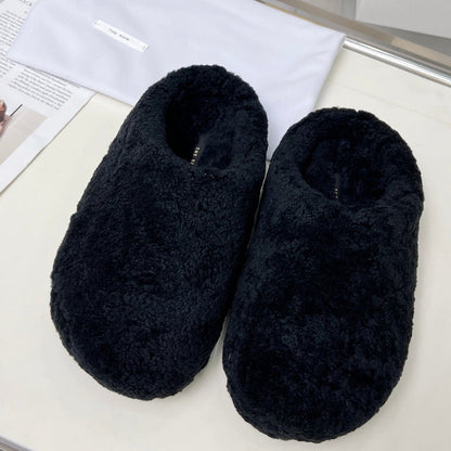 The Row 2025 Retro Oversized Toe Birkenstock Slipper Black Wool 576033