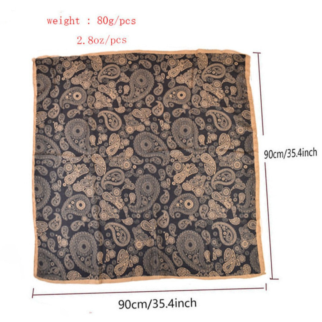 Scarvii - Classic Vintage Paisley Square Scarf - 35inch