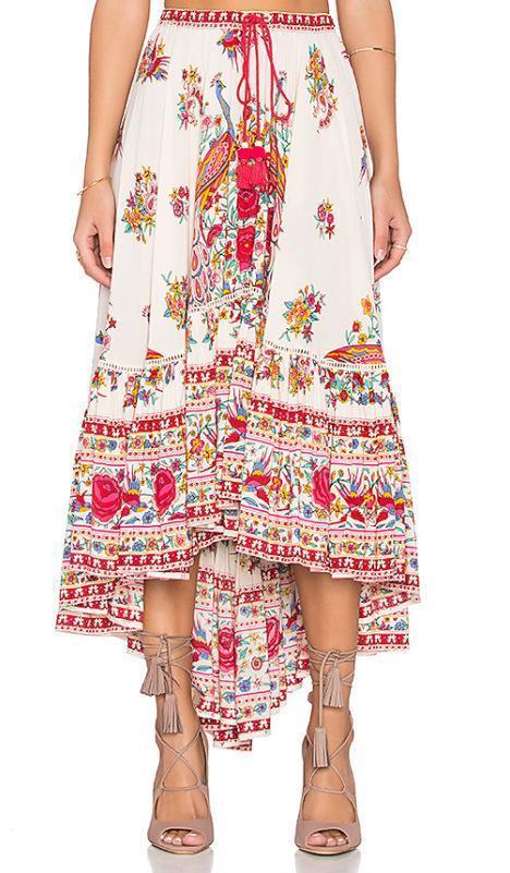 Bohemian Tribal Floral Skirt Knee Lengt Summer Beach Long Casual Skirt