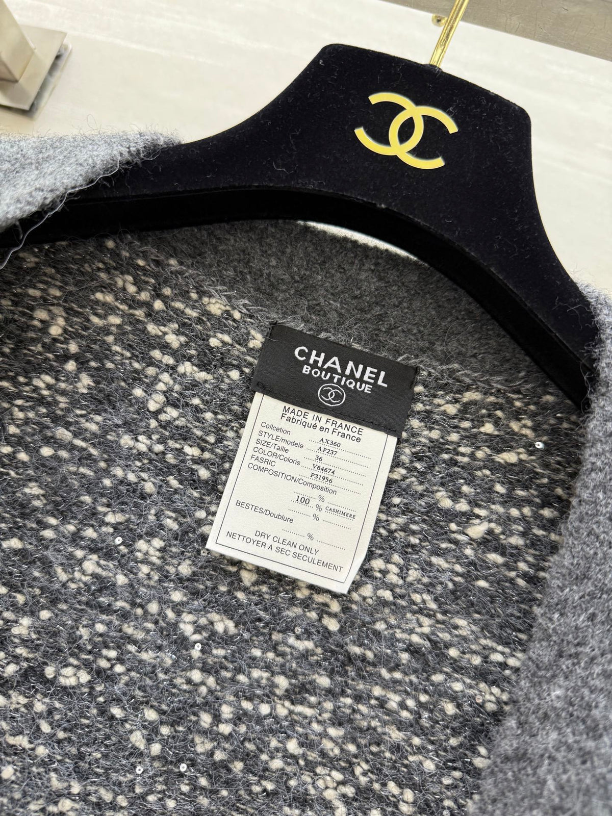 CC Cardigan Grey Wool Tweed 343312