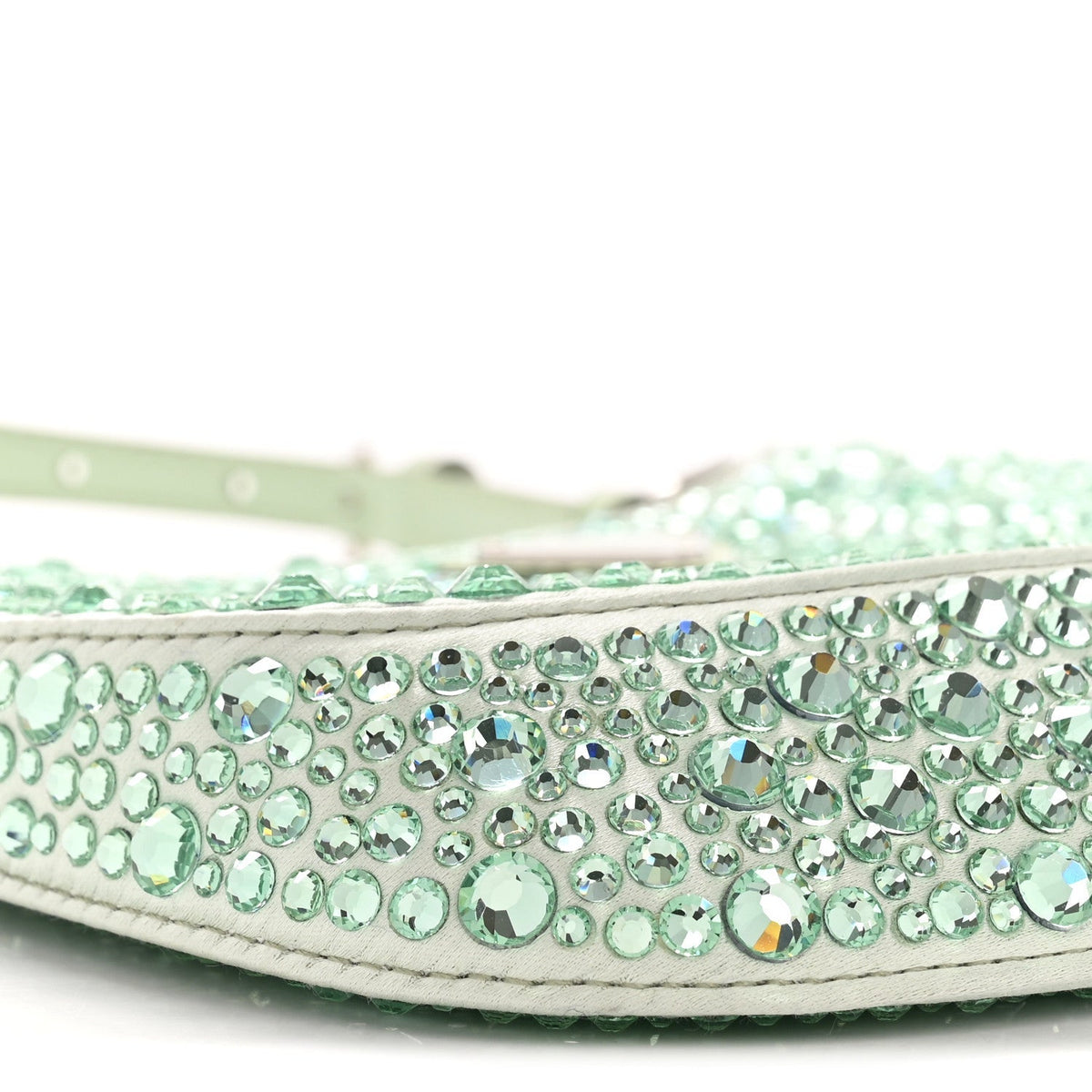Satin Crystal Cleo Adjustable Strap Shoulder Bag Acqua