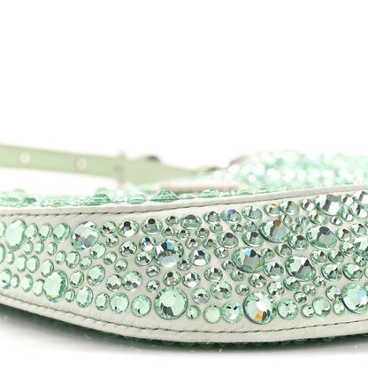 Satin Crystal Cleo Adjustable Strap Shoulder Bag Acqua