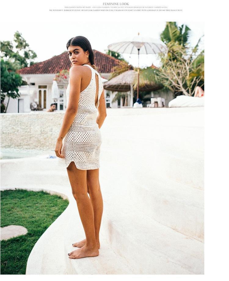 Backless Knitwear Beach Hollow Cover-Up