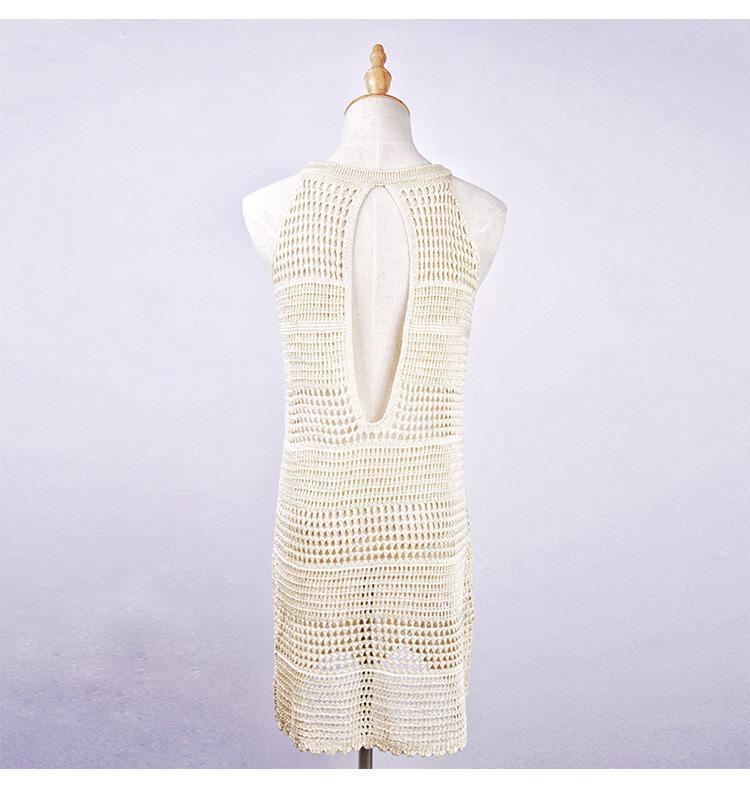 Backless Knitwear Beach Hollow Cover-Up