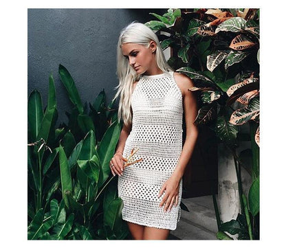 Backless Knitwear Beach Hollow Cover-Up