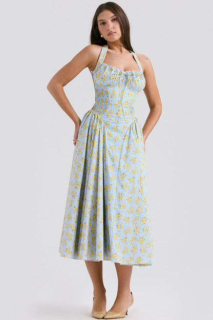 Adabella Cotton Halter Midi Sundress