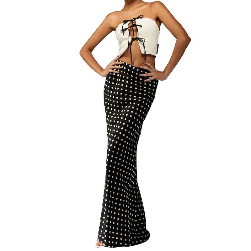 Polka Dot Bodycon Midi Skirt