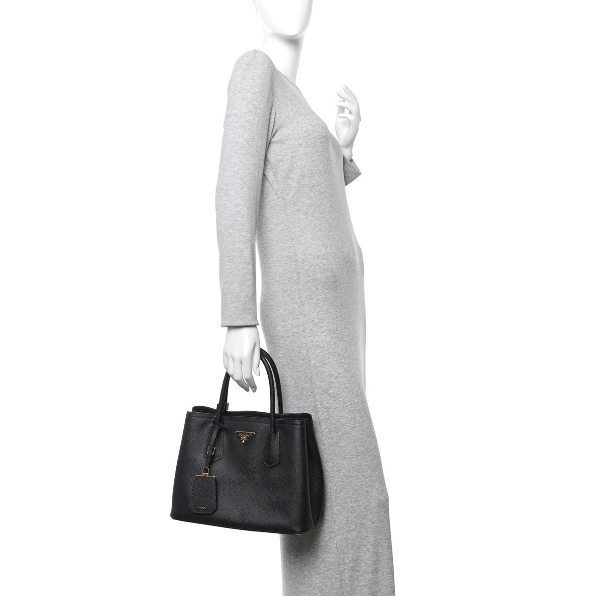 Saffiano Cuir Small Double Bag Black