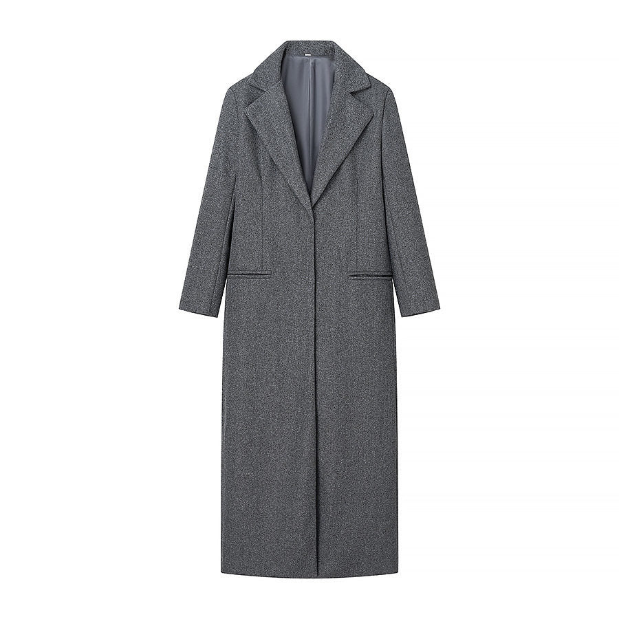 Scarf Integrated Wool Coat