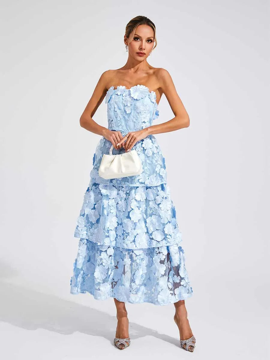 Antonella Flower Off Shoulder Maxi Dress