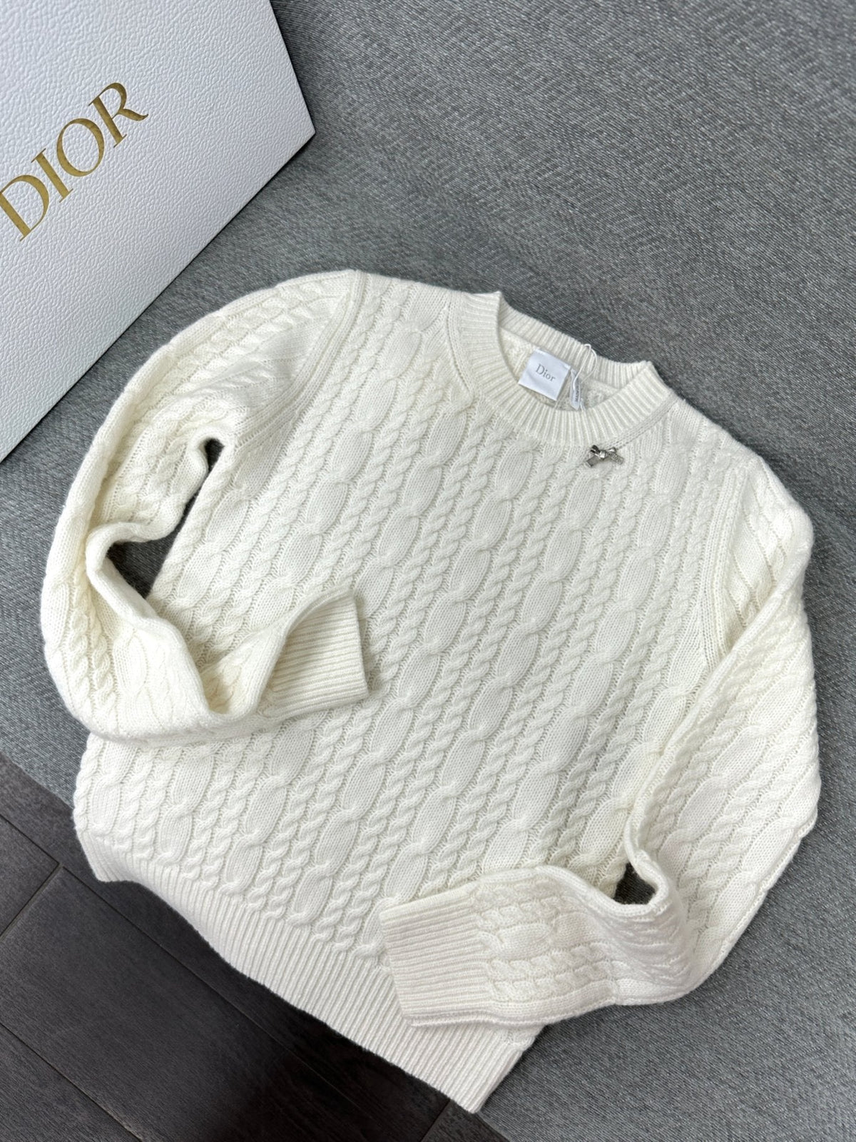 CD Sweater Beige Cashmere Twisted Knit 345309