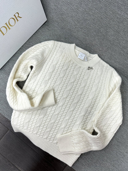 CD Sweater Beige Cashmere Twisted Knit 345309
