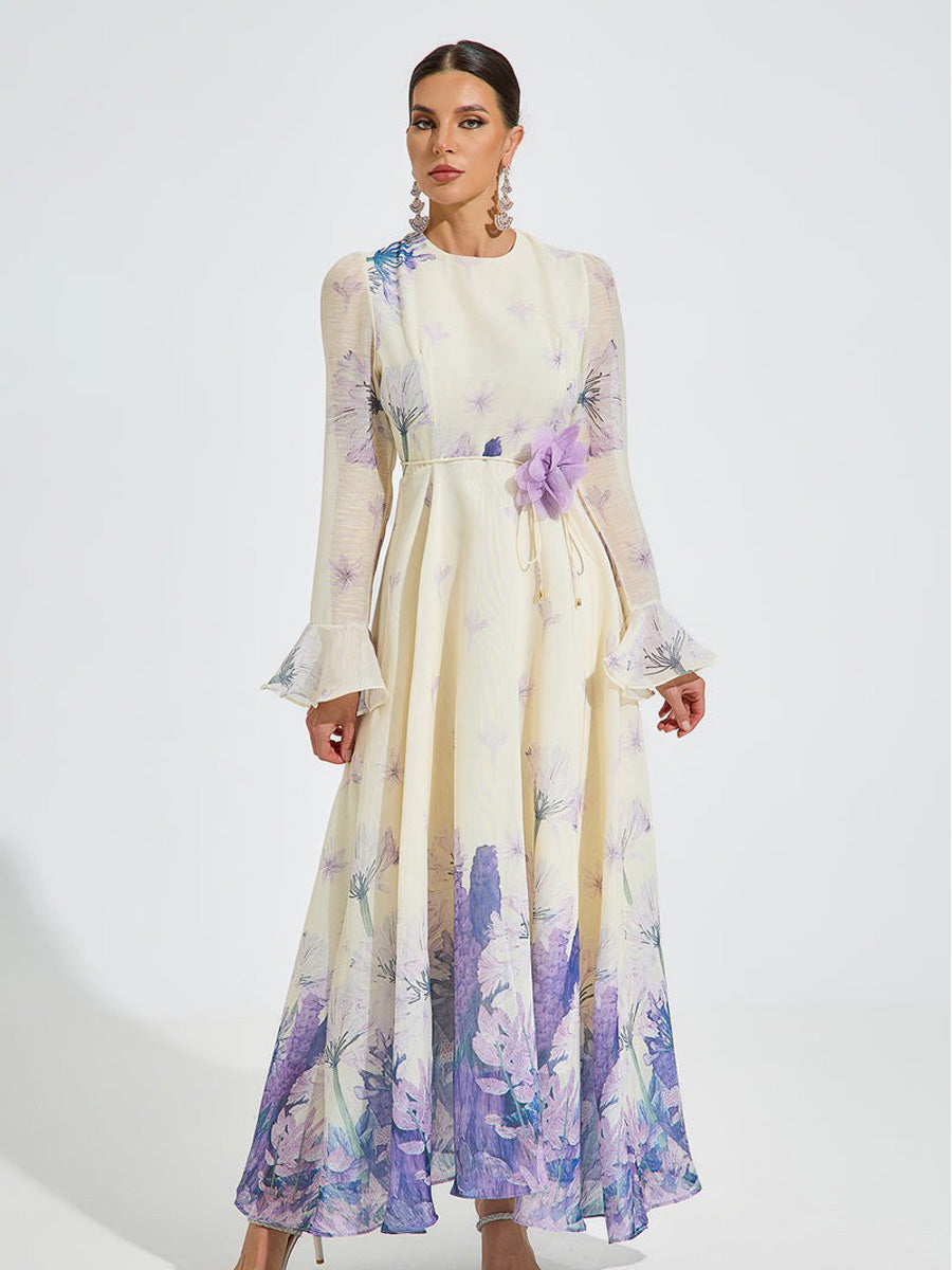 Halle Lilac Bloom Chiffon Maxi Dress