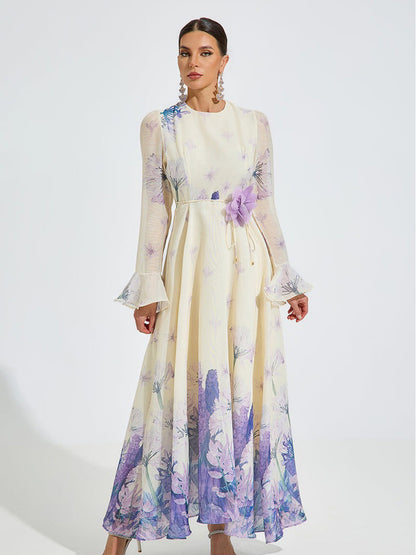 Halle Lilac Bloom Chiffon Maxi Dress