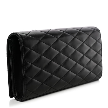 Lambskin Quilted Kate Clutch Black