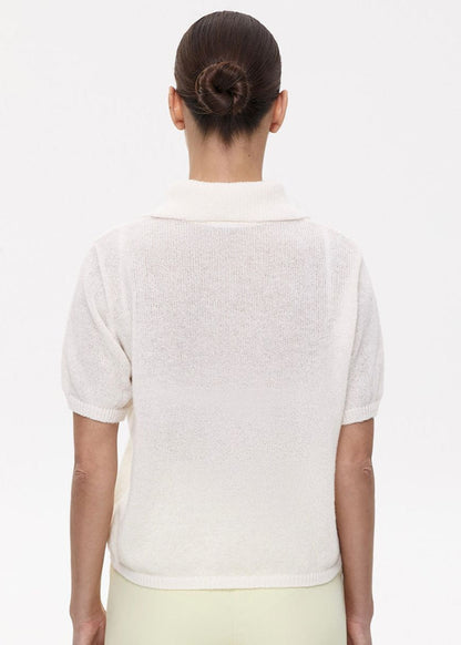 Soft Knit Polo Tee Lightweight Textured Top