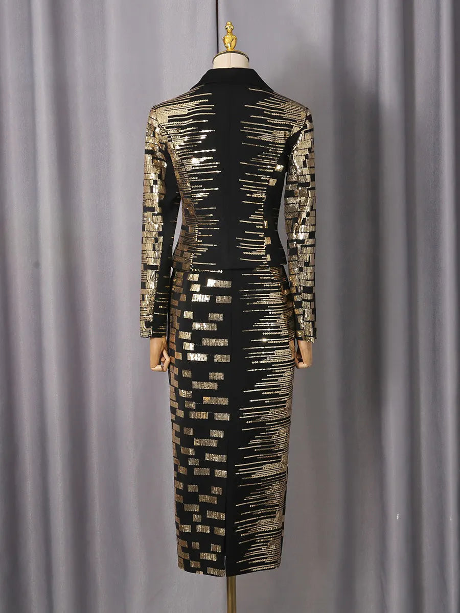 Giselle Geometric Sequined Suit Set