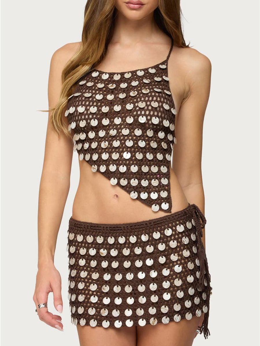 Sabina Sequined Knit Skirt Set