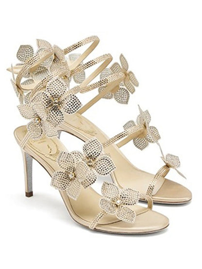 Fiona Rhinestone Flower Sandals