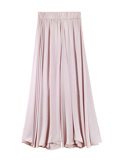 Casual Loose Solid Color Elasticity High-Waist Wide Legs Pants