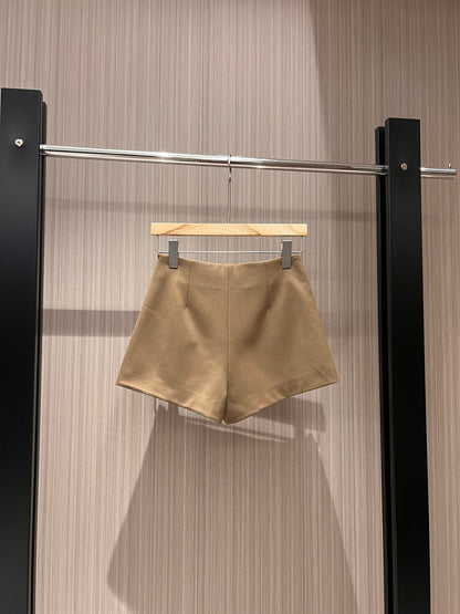 YSL Rhinestone Double Pocket Suit Shorts Light Beige Wool Polyester Rayon