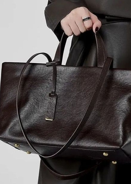 Structured Leather Tote with Crossbody Strap