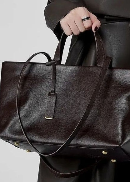 Structured Leather Tote with Crossbody Strap