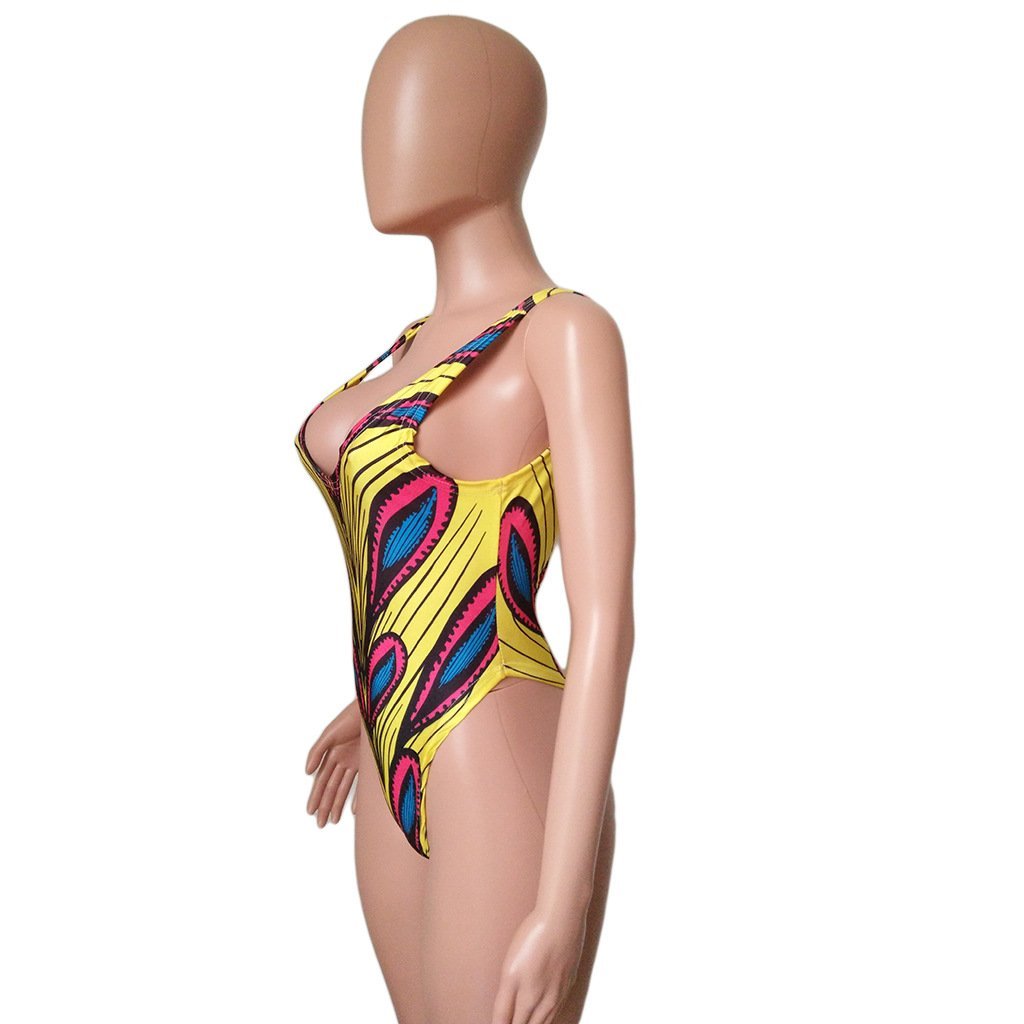 New Ladies Printed Open Back One-Piece Swimsuit