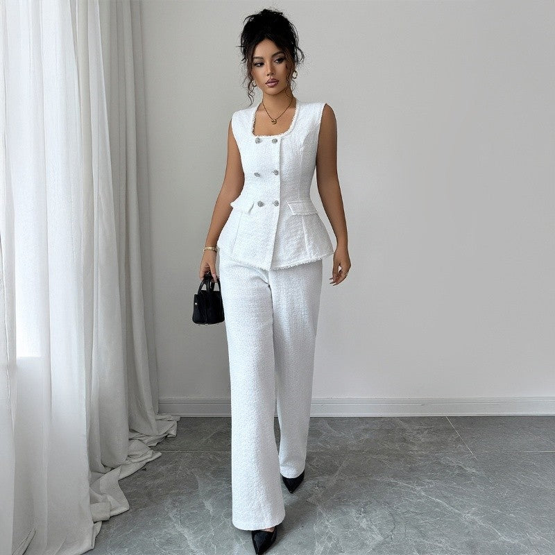 Square Neck Tank Top And Long Pants Suit